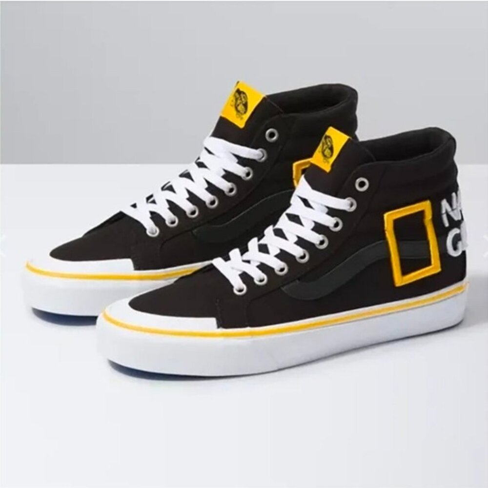 Vans National Geographic Box Logo SK8 Hi Reissue Women Black White 112025 Gf - Picture 2 of 11